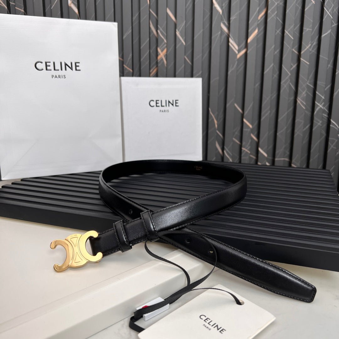 Alternative view of CELINE Black Triomphe Gold Belt
