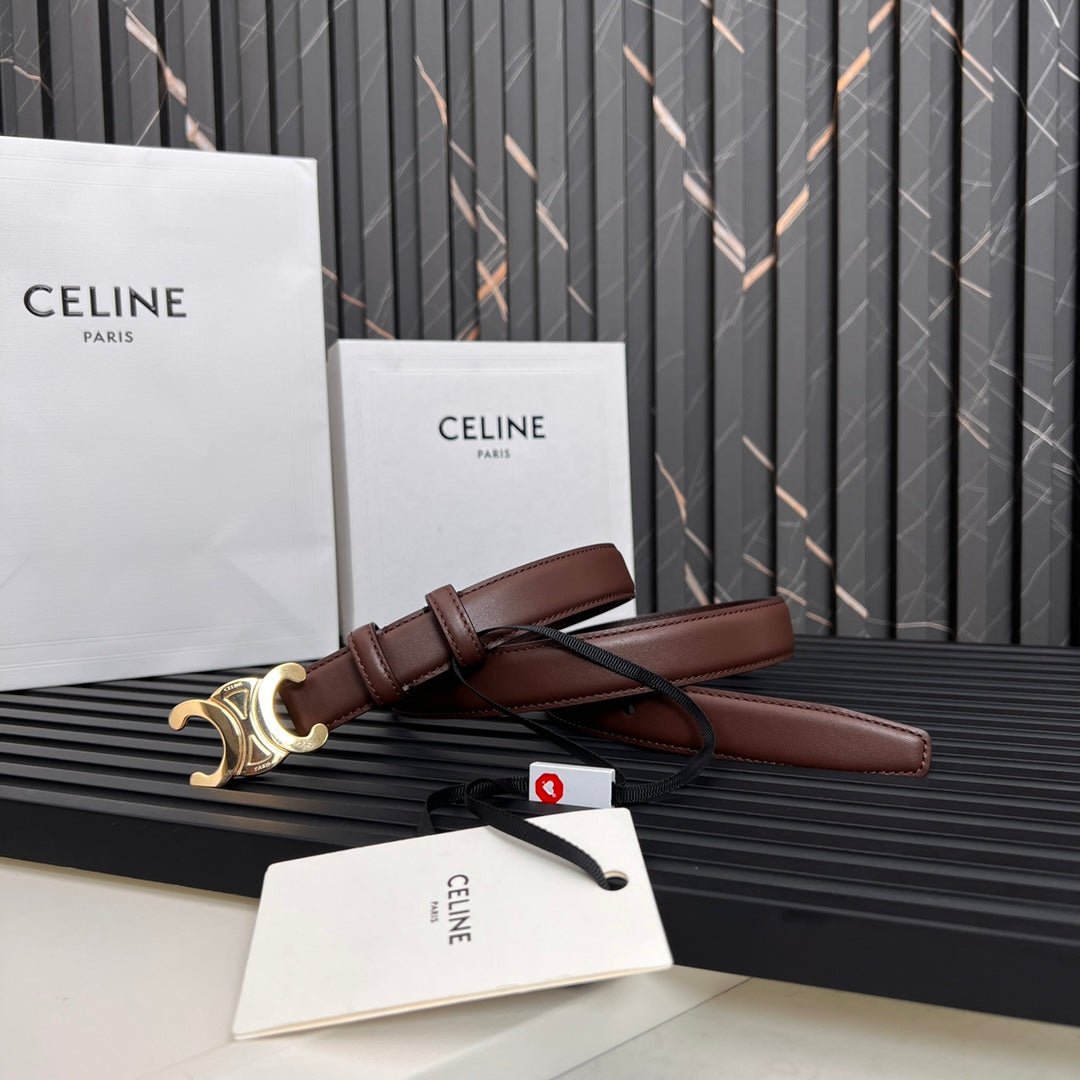 Alternative view of CELINE Brown Gold Triomphe Belt