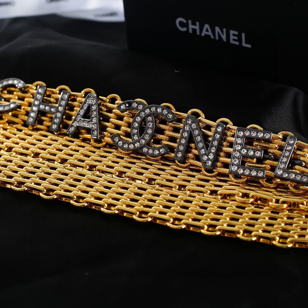 Chanel Logo Mesh Gold Waistband - Image 6
