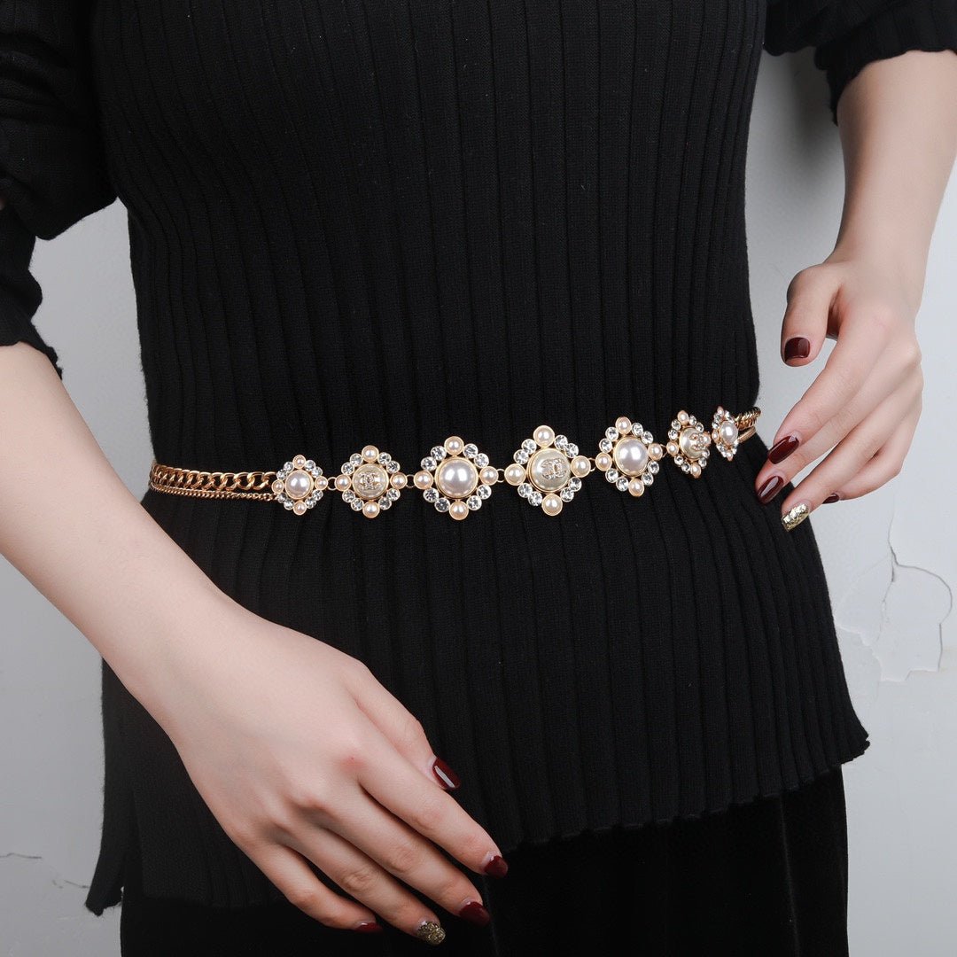 Chanel Floral Pearl Gold Waistband