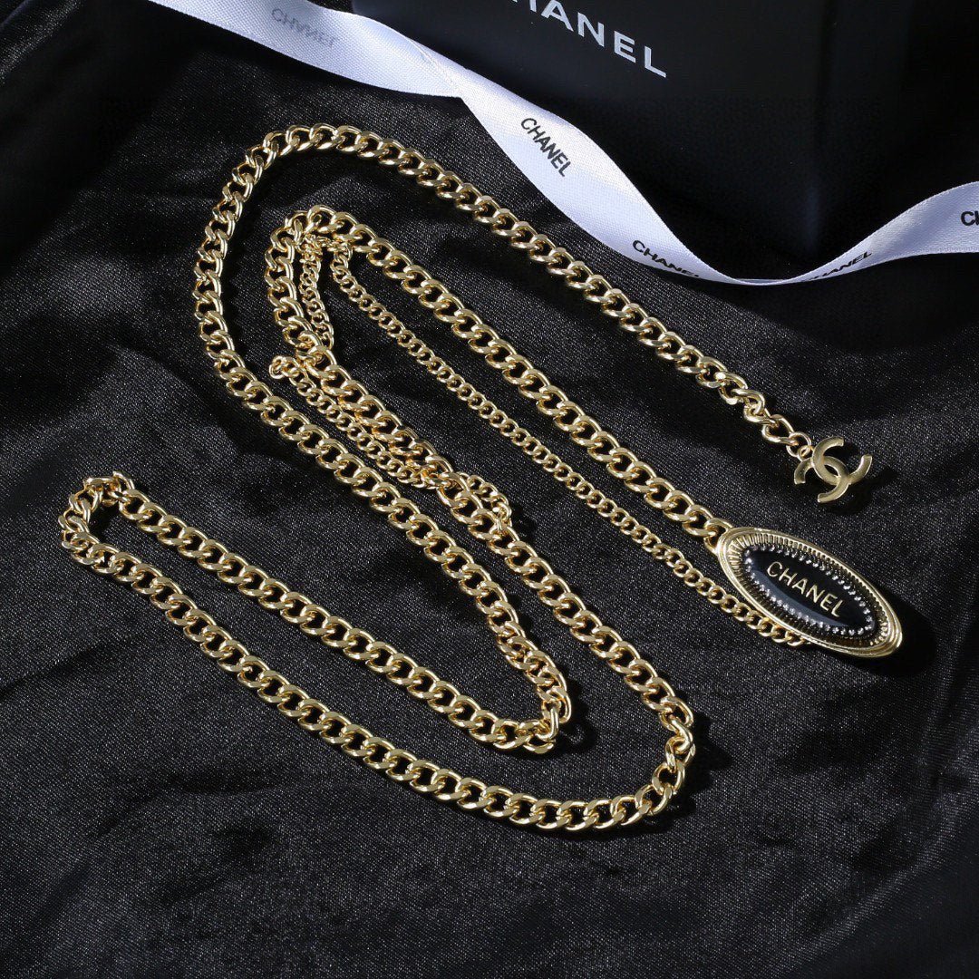 Alternative view of Chanel Oval Tag Double Gold Chain