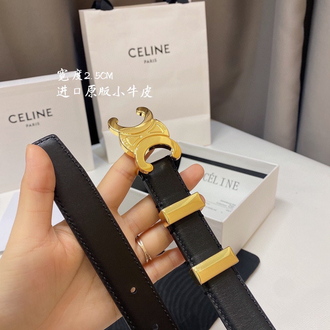 CELINE Black Triomphe Wide Belt - Image 4