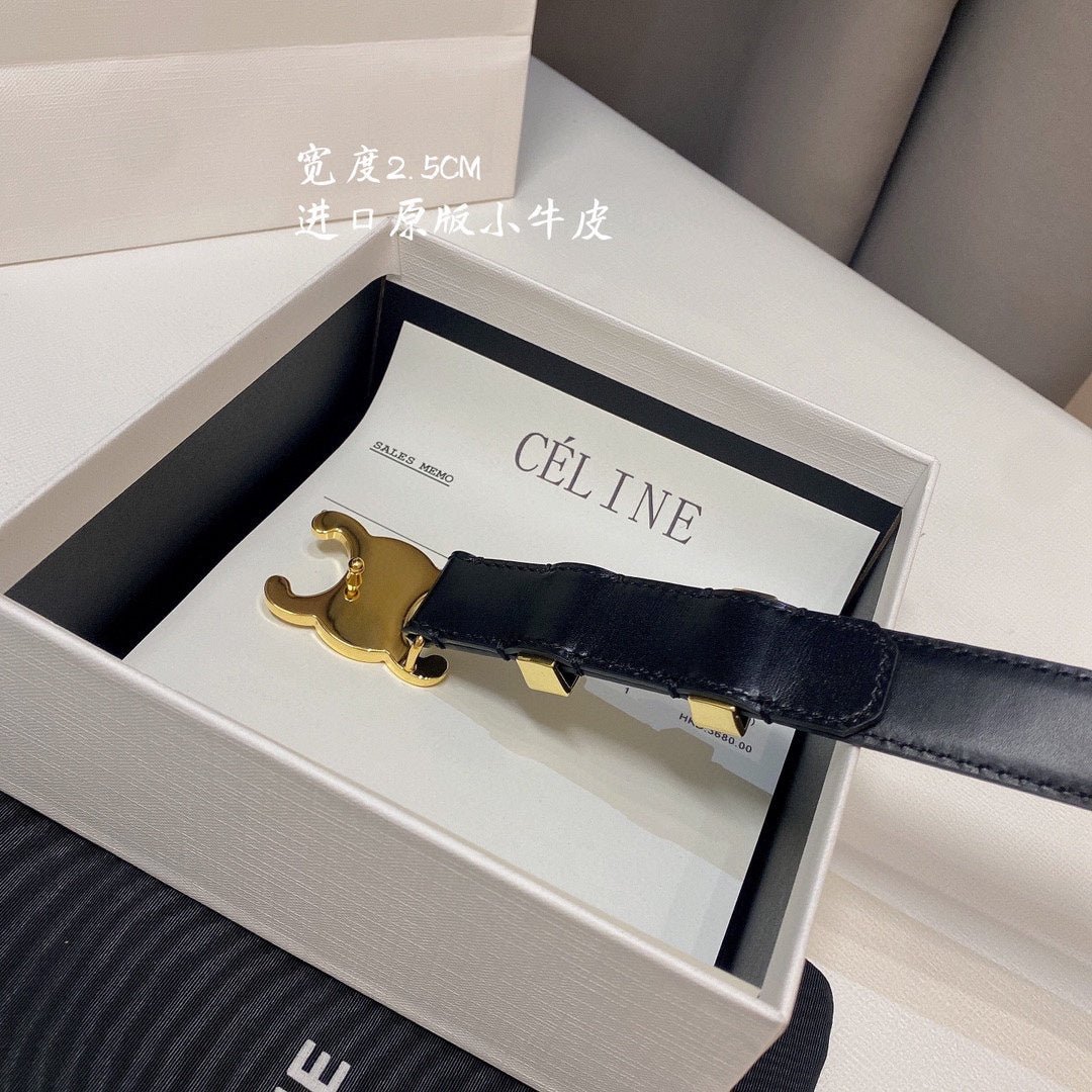 CELINE Black Triomphe Wide Belt - Image 5
