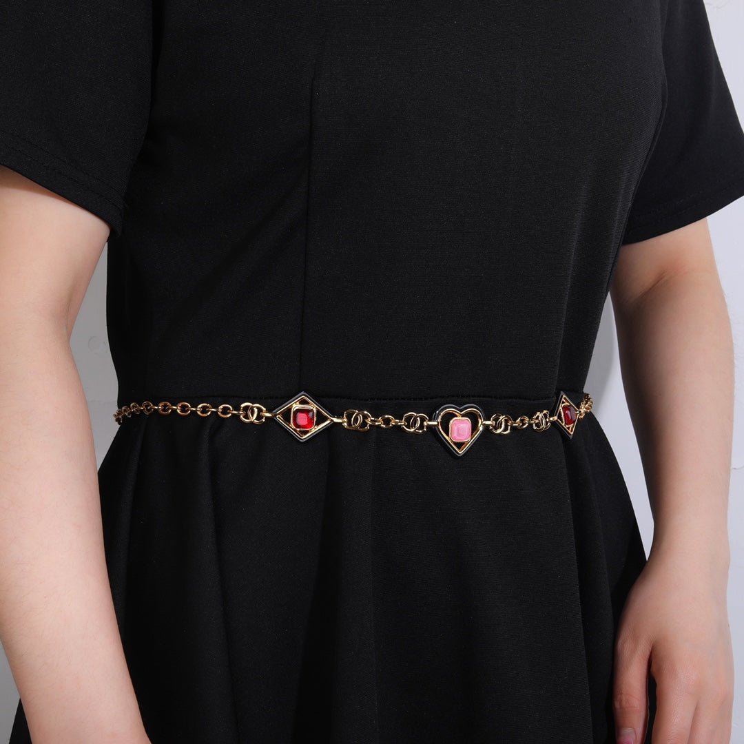 Chanel Gem Heart Gold Chain Belt - Image 2