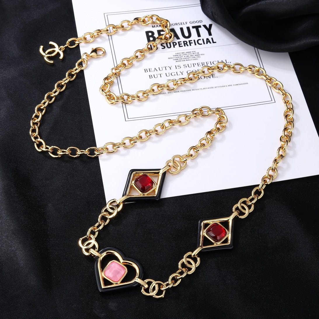 Chanel Gem Heart Gold Chain Belt