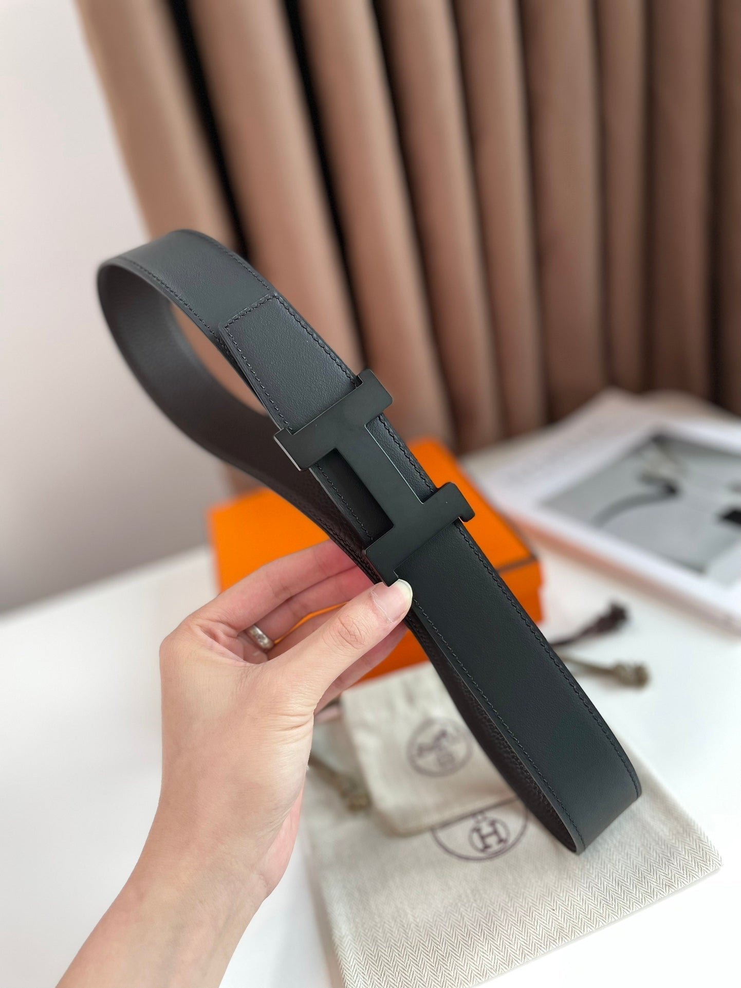 HERMES Black Matte H Belt - Image 4