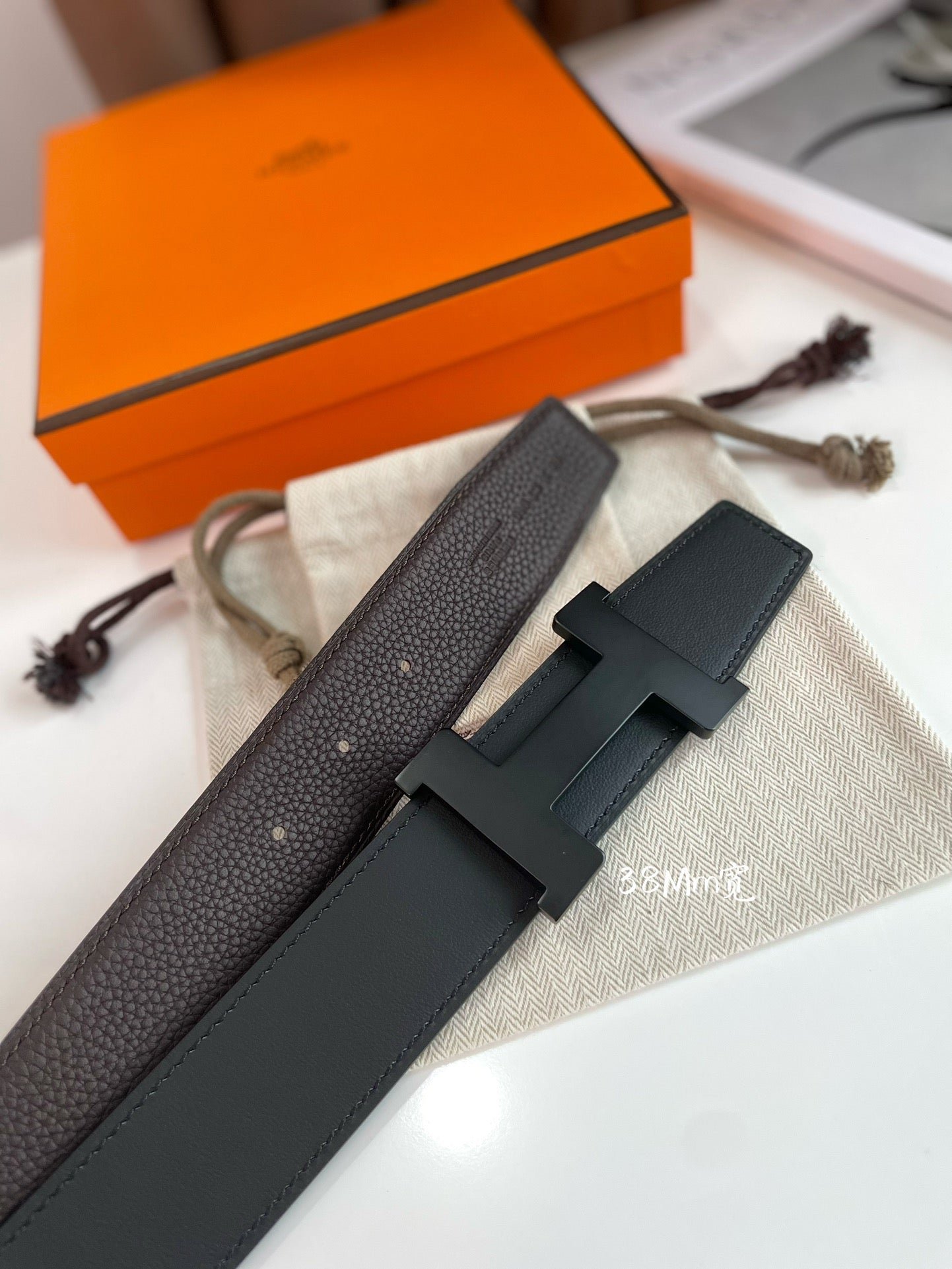 HERMES Black Matte H Belt - Image 5