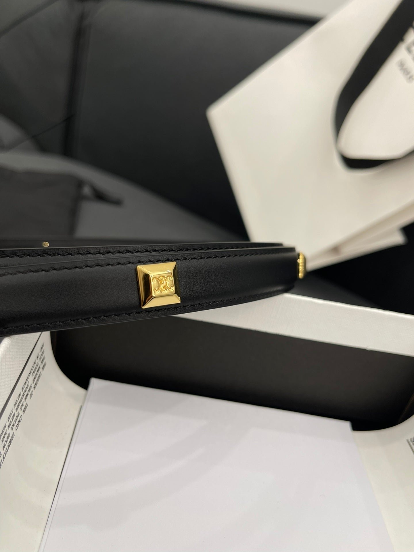 CELINE Black Studded Gold Belt - Image 3