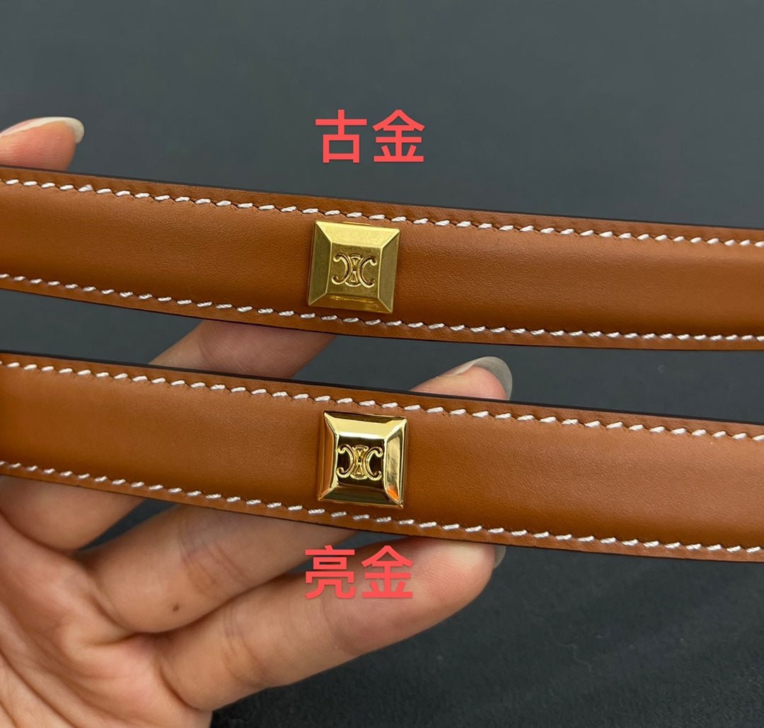 CELINE Tan Studded Gold Belt - Image 5