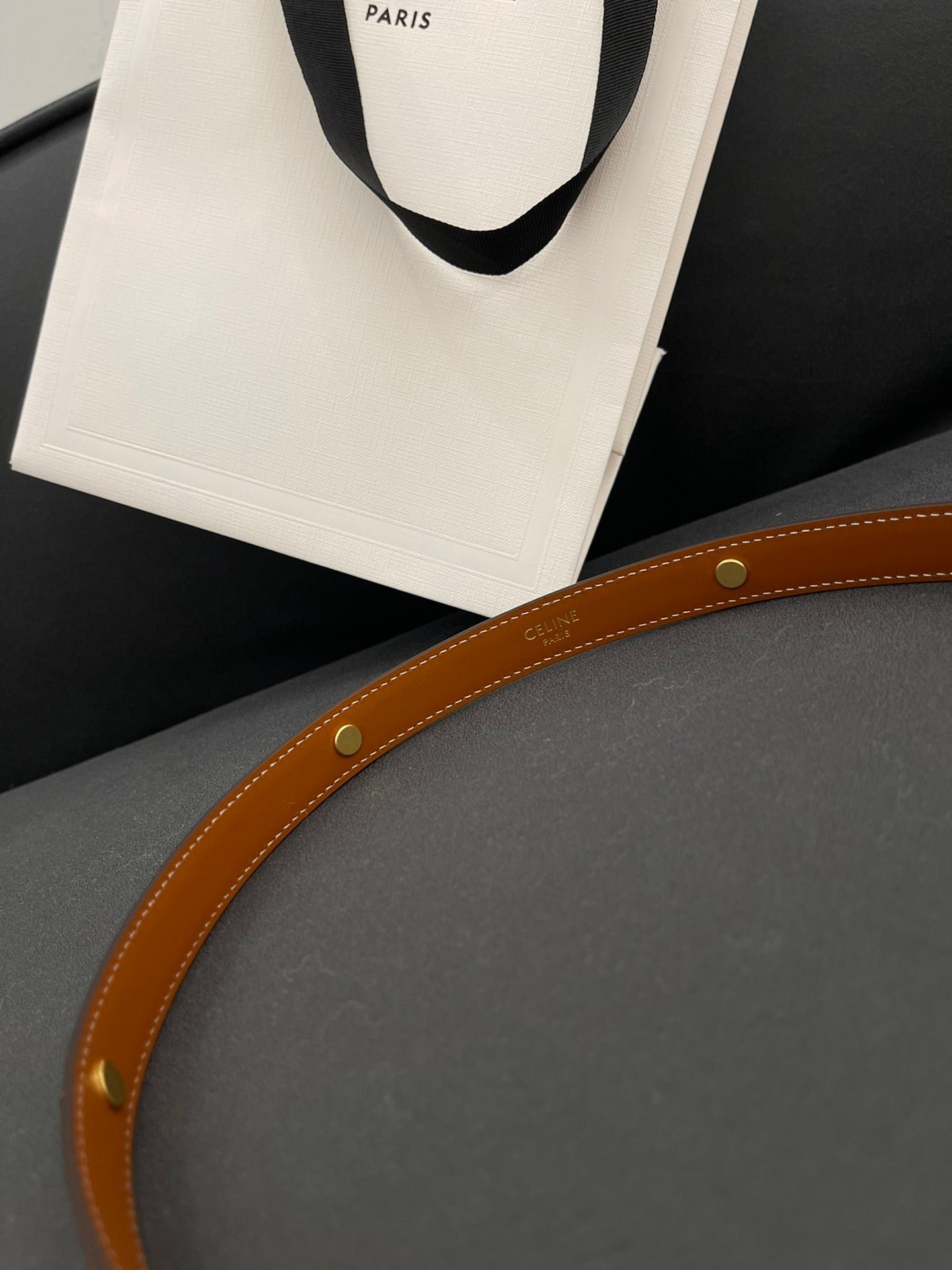 CELINE Tan Studded Gold Belt - Image 8