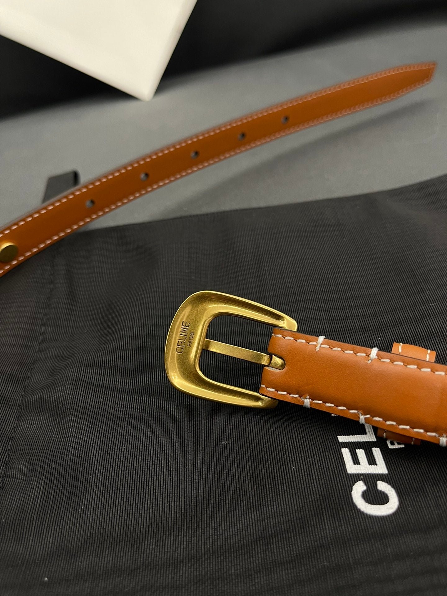 CELINE Tan Studded Gold Belt - Image 4