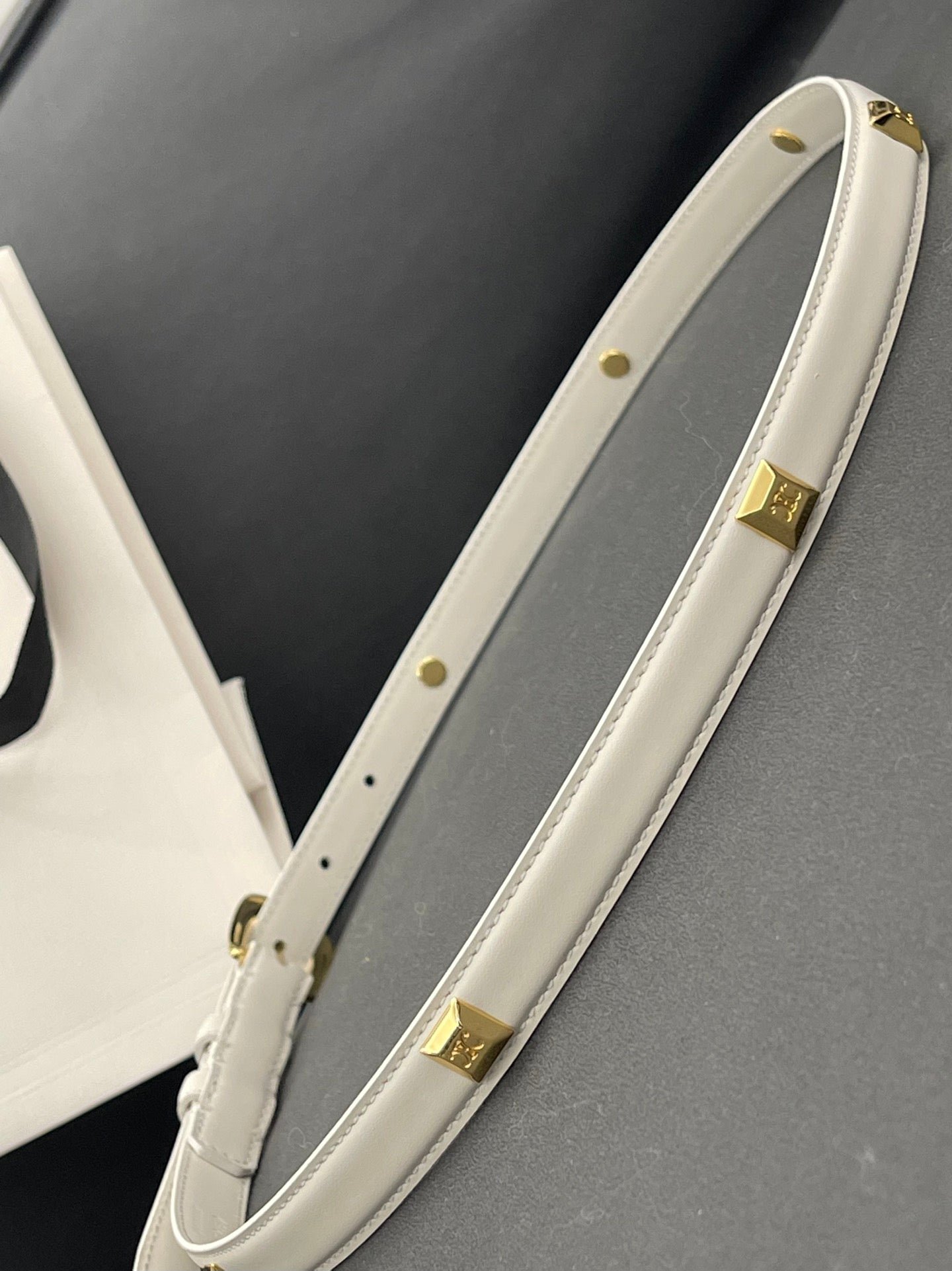 CELINE White Studded Gold Belt - Image 4