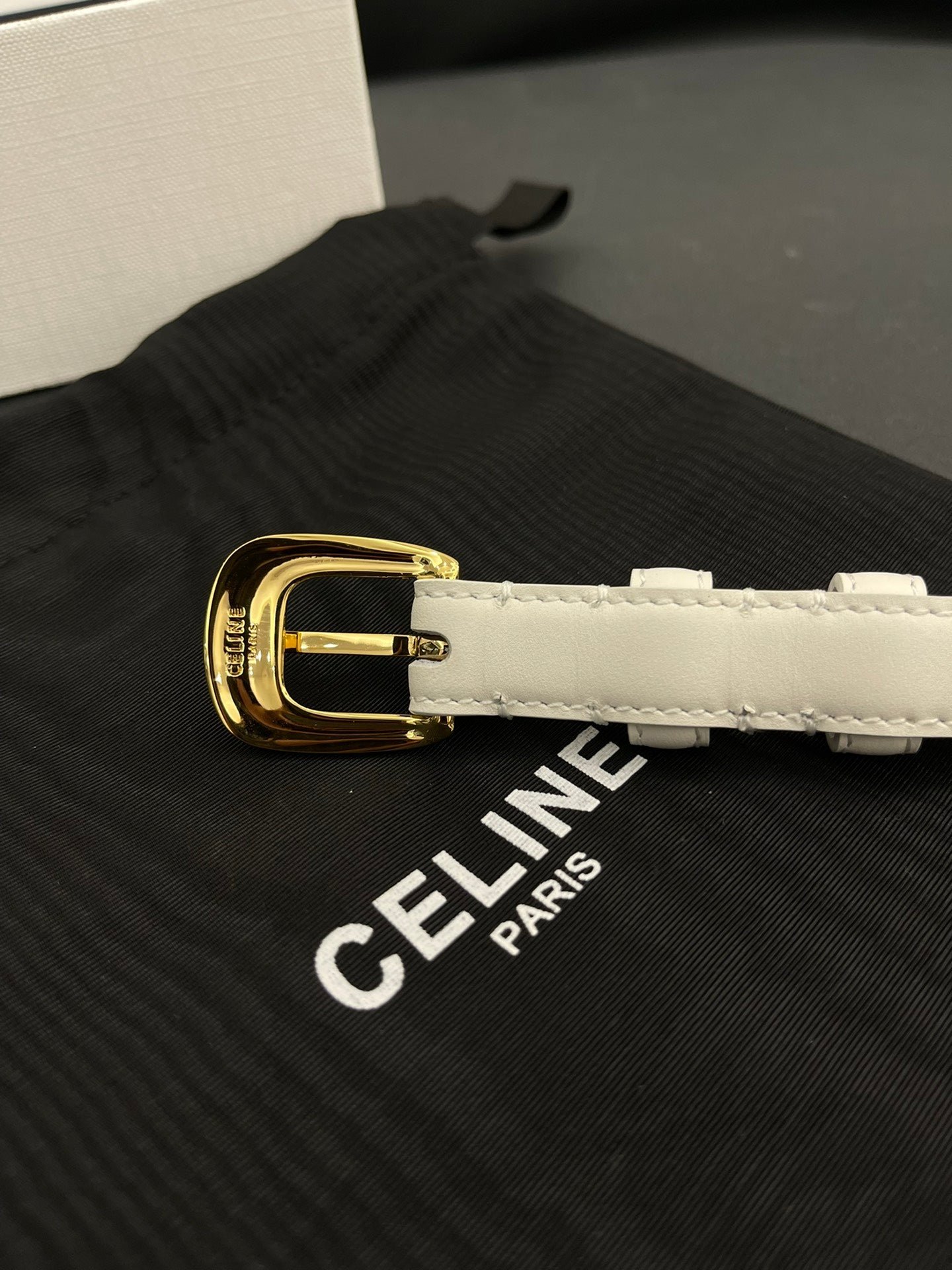 CELINE White Studded Gold Belt - Image 7