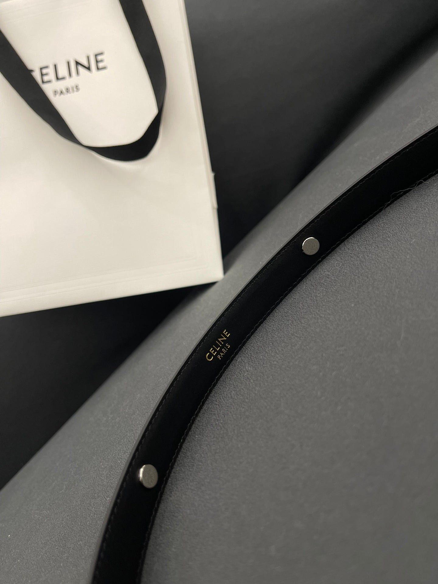 CELINE Black Studded Silver Belt - Image 8