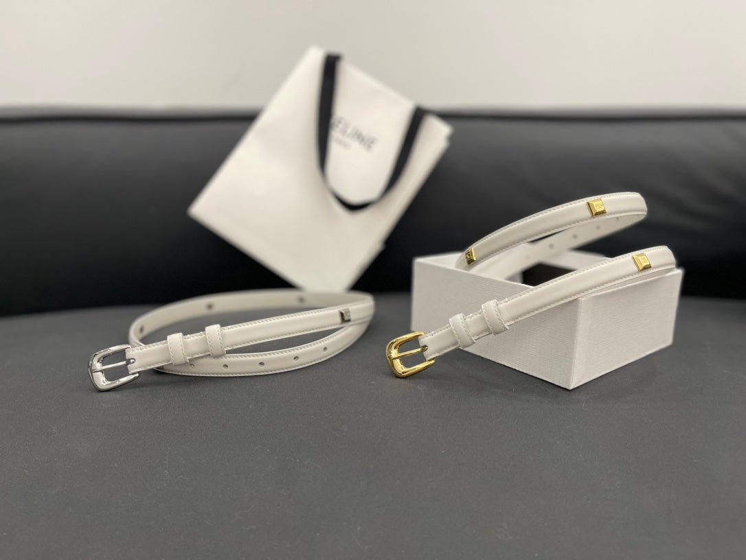 CELINE White Studded Silver Belt - Image 4