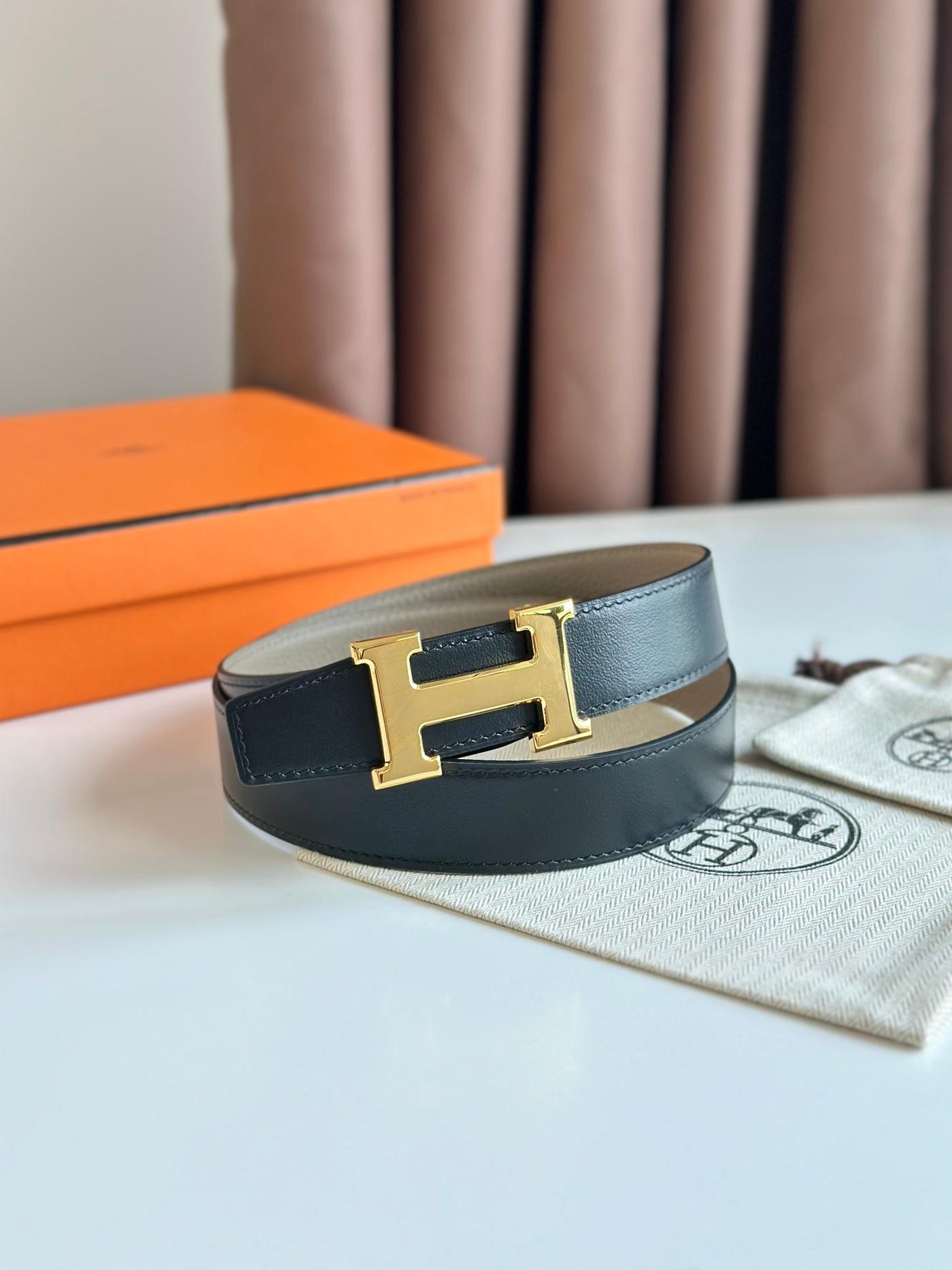 HERMES Grey Gold H Strap - Image 5