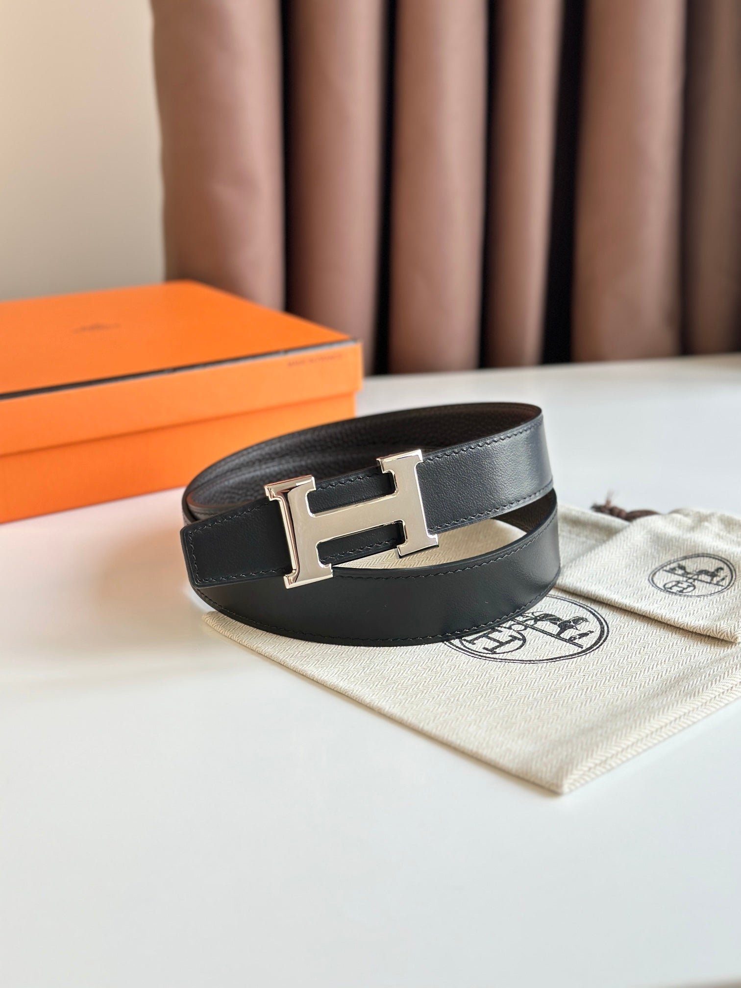 HERMES Black Silver H Strap - Image 6