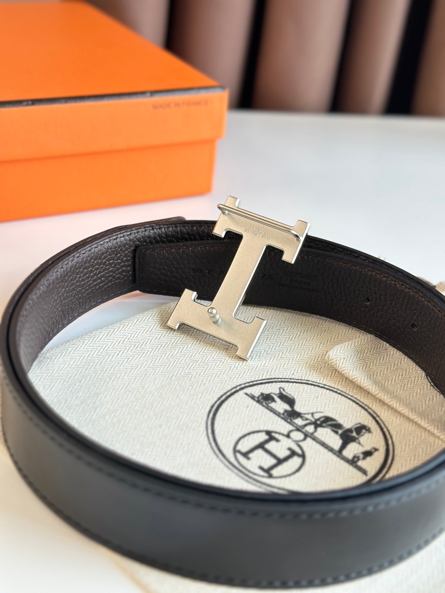 HERMES Black Silver H Strap - Image 5