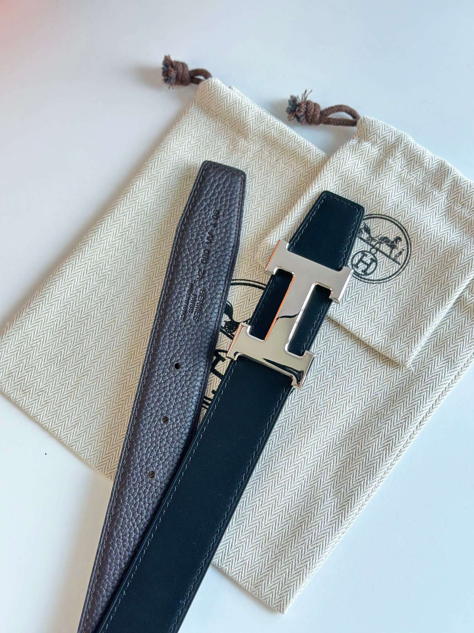 HERMES Black Silver H Strap - Image 3