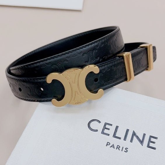CELINE Black Embossed Gold Belt