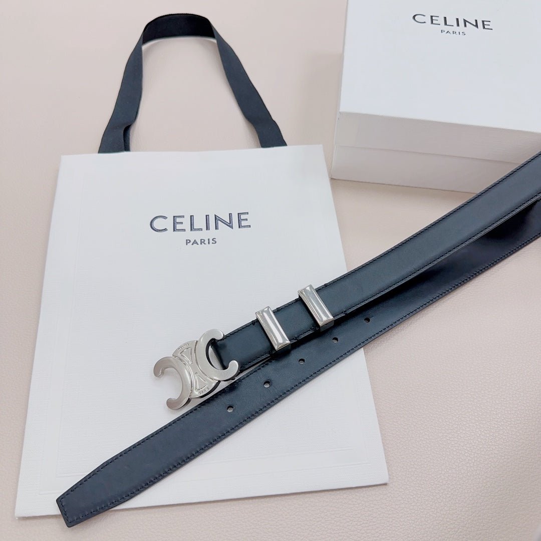 CELINE Black Smooth Silver Belt - Image 7