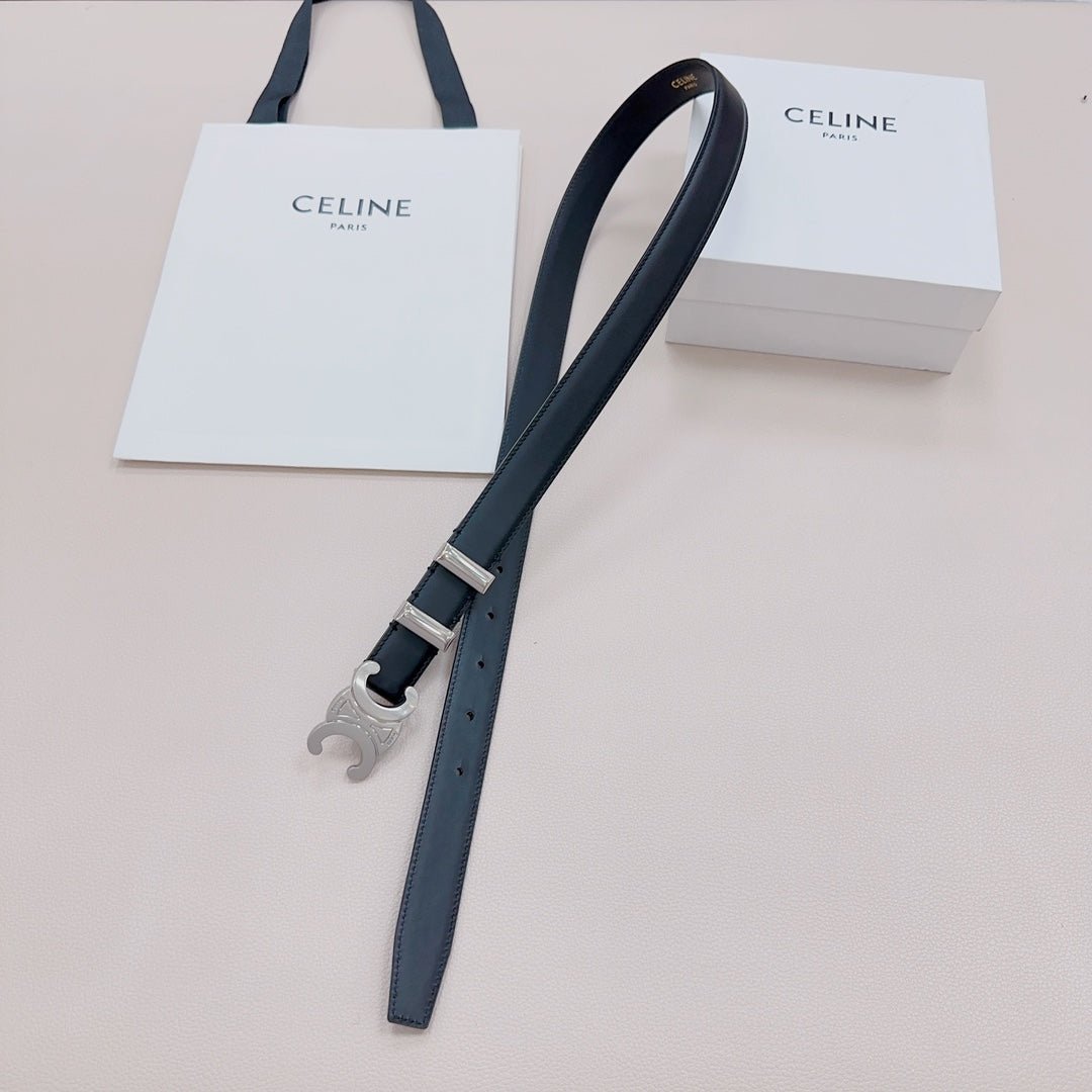 CELINE Black Smooth Silver Belt - Image 6