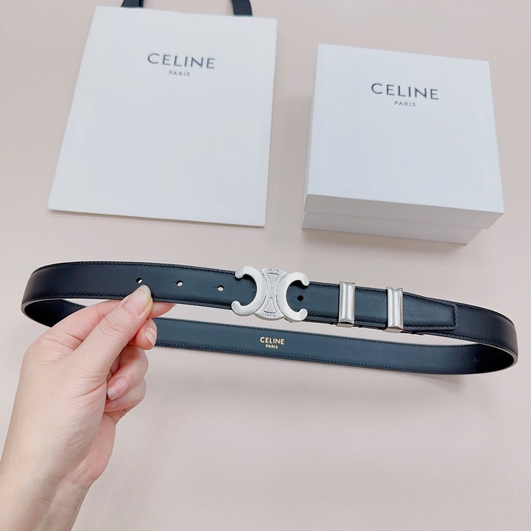 Alternative view of CELINE Black Smooth Silver Belt