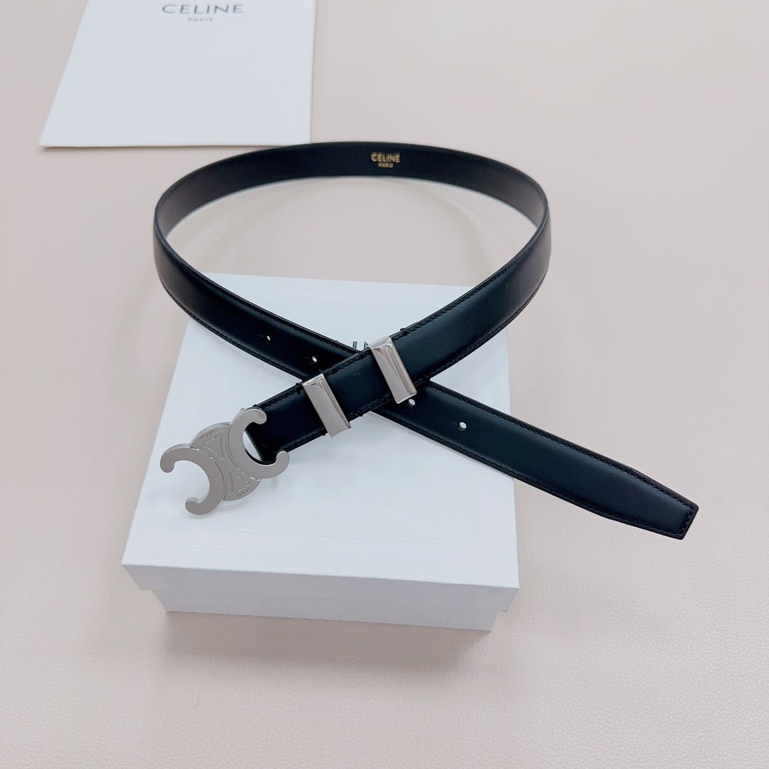 CELINE Black Smooth Silver Belt - Image 8