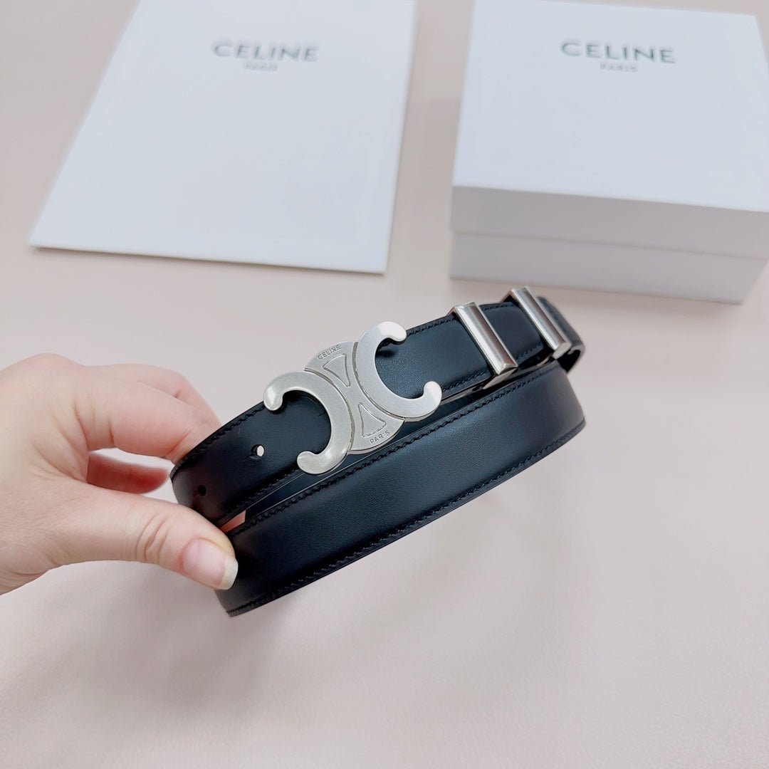 CELINE Black Smooth Silver Belt - Image 3