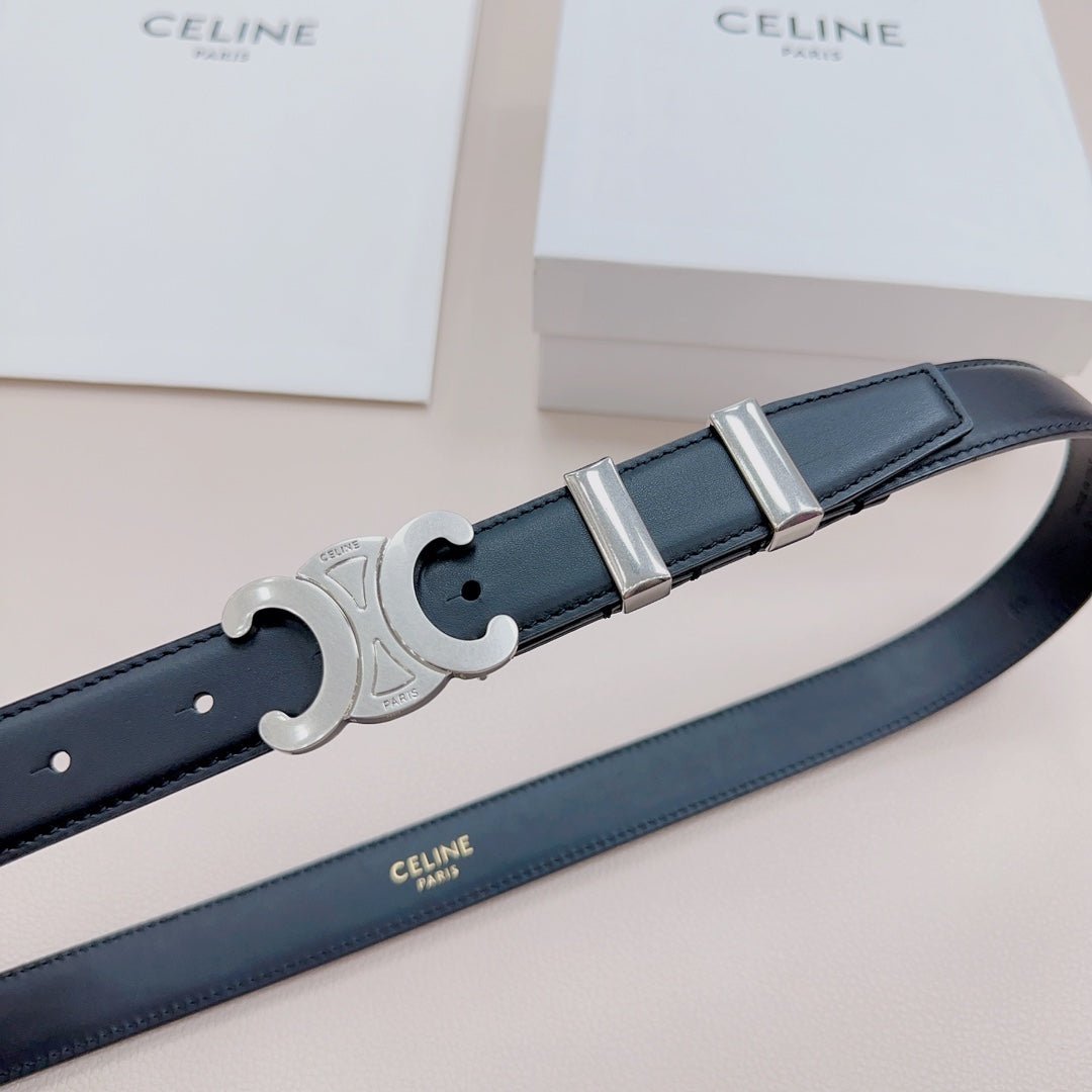 CELINE Black Smooth Silver Belt - Image 5