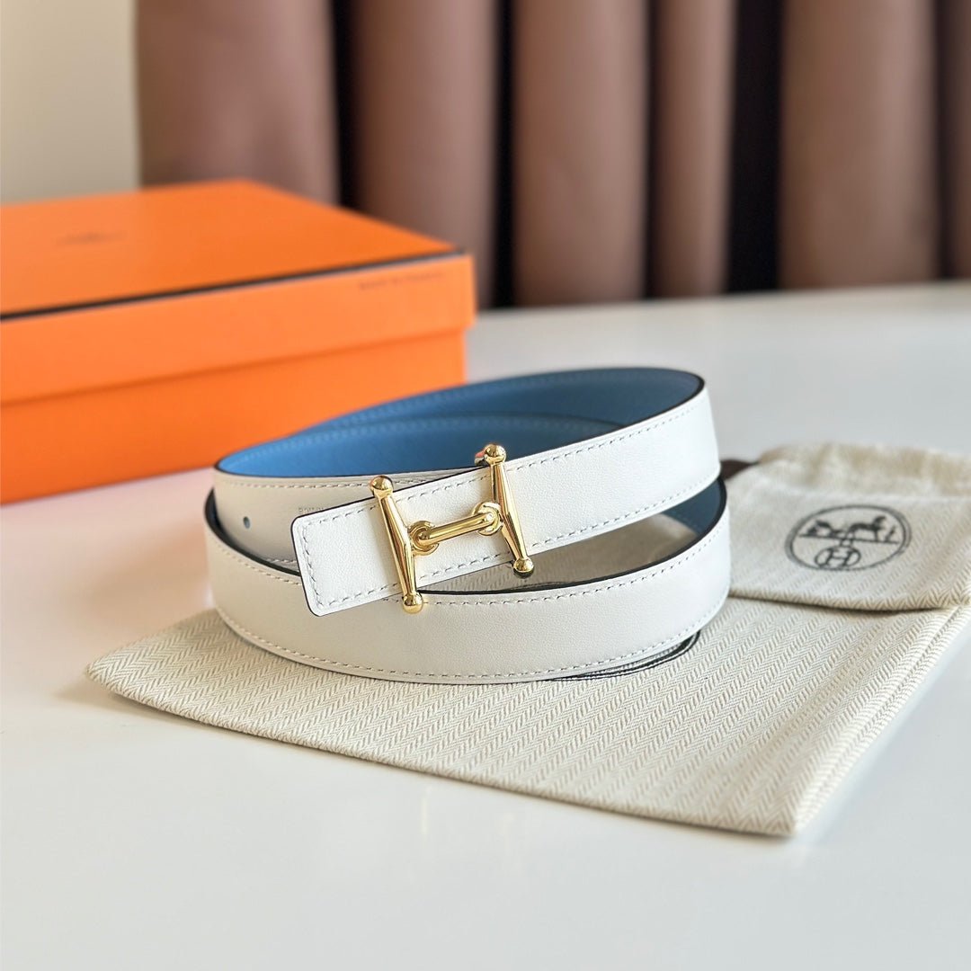 HERMES Blue Horsebit Belt - Image 3