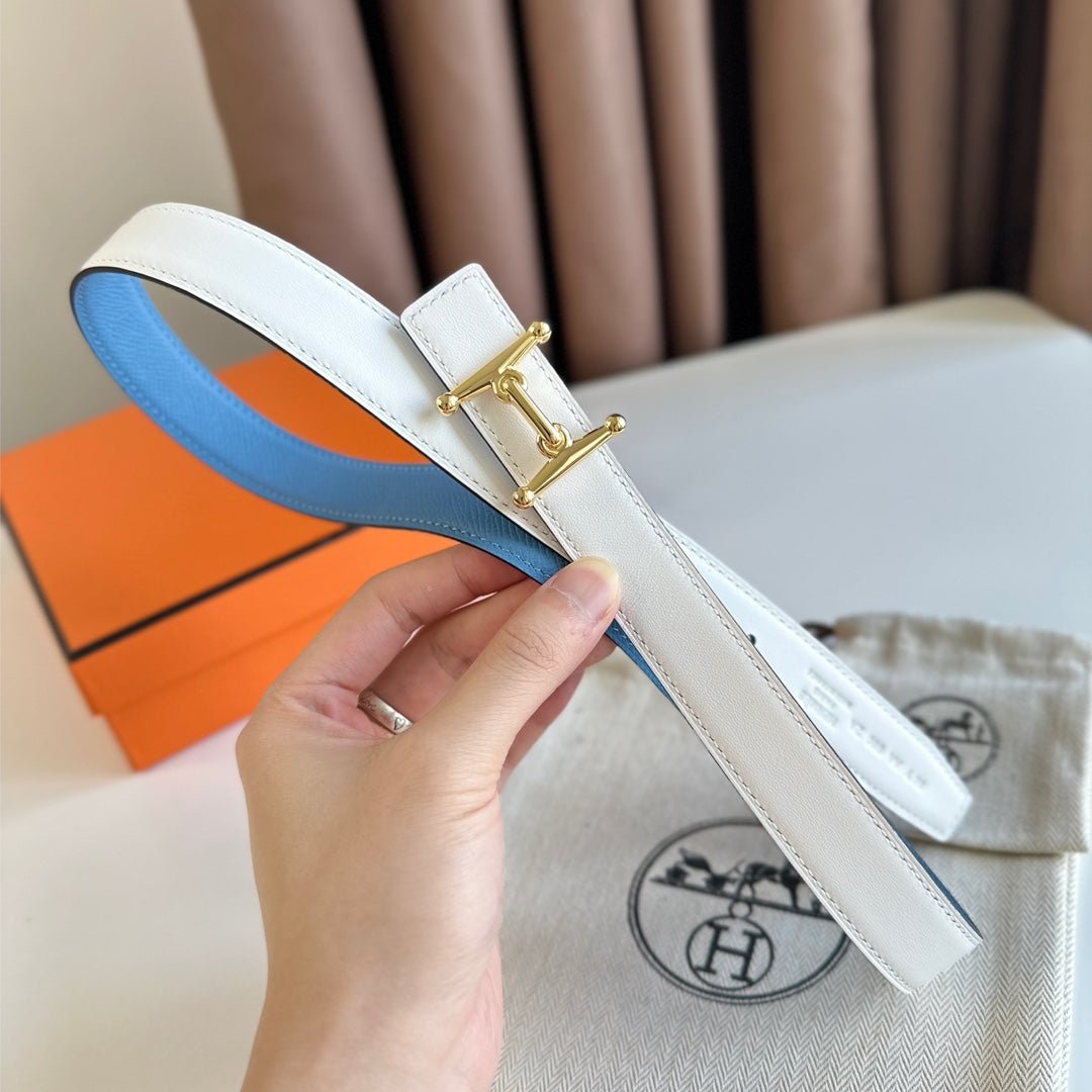 HERMES Blue Horsebit Belt - Image 4