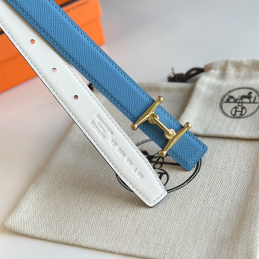 HERMES Blue Horsebit Belt - Image 5