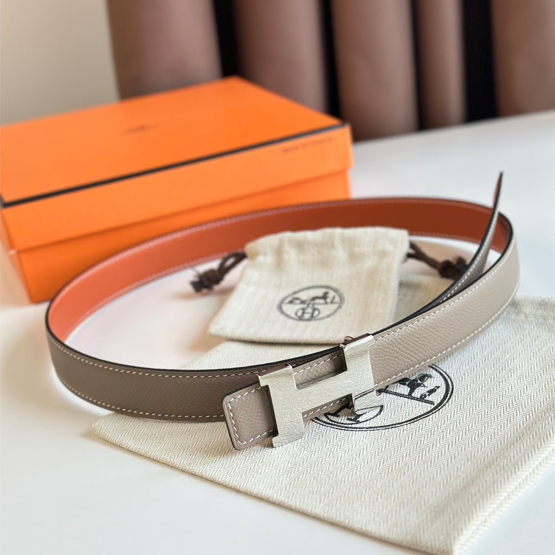 HERMES Orange Silver H Belt - Image 7