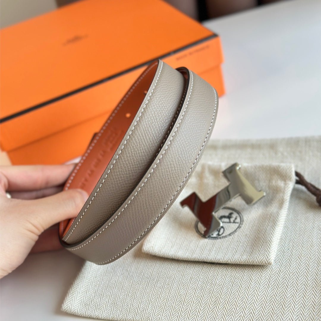 HERMES Orange Silver H Belt - Image 3