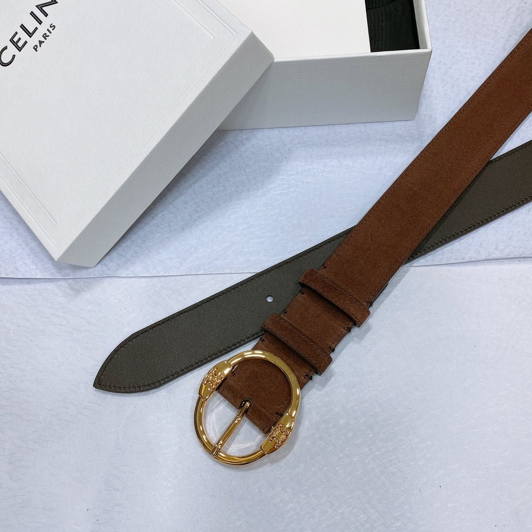 Alternative view of CELINE Brown Suede Gold Belt
