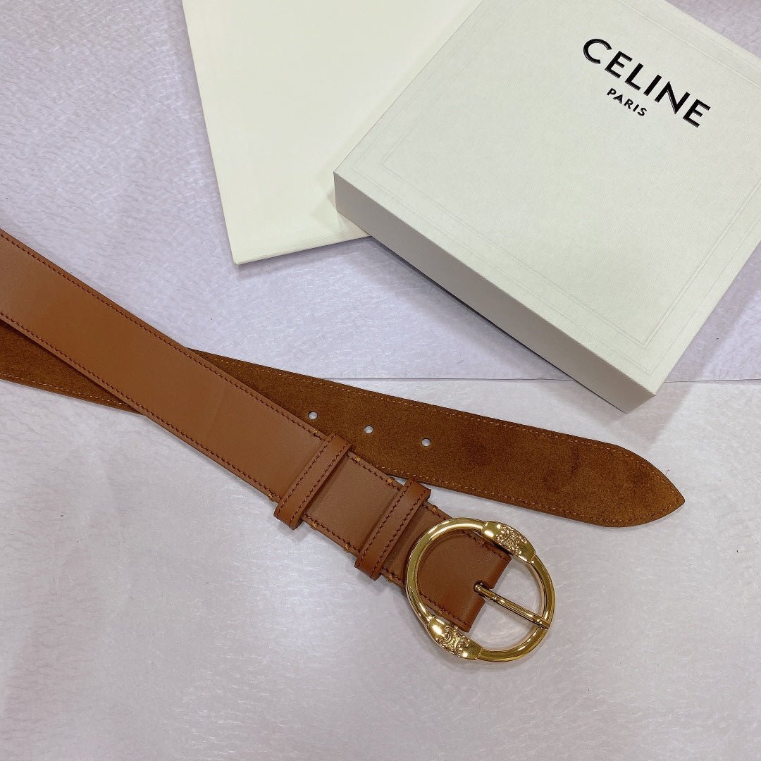 Alternative view of CELINE Tan Triomphe Silver Belt