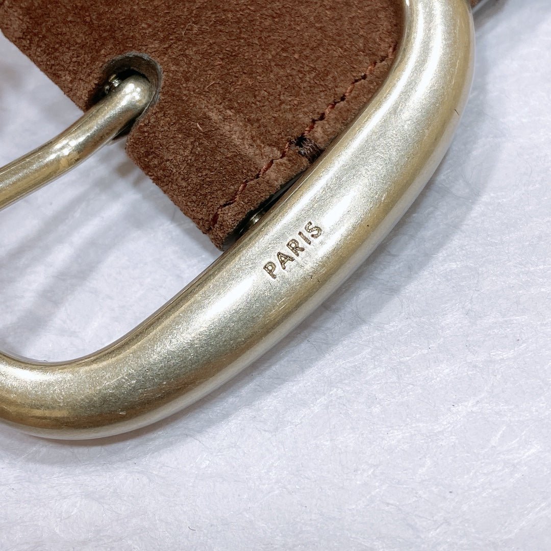 CELINE Brown Suede Silver Belt - Image 8