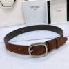 CELINE Brown Suede Silver Belt