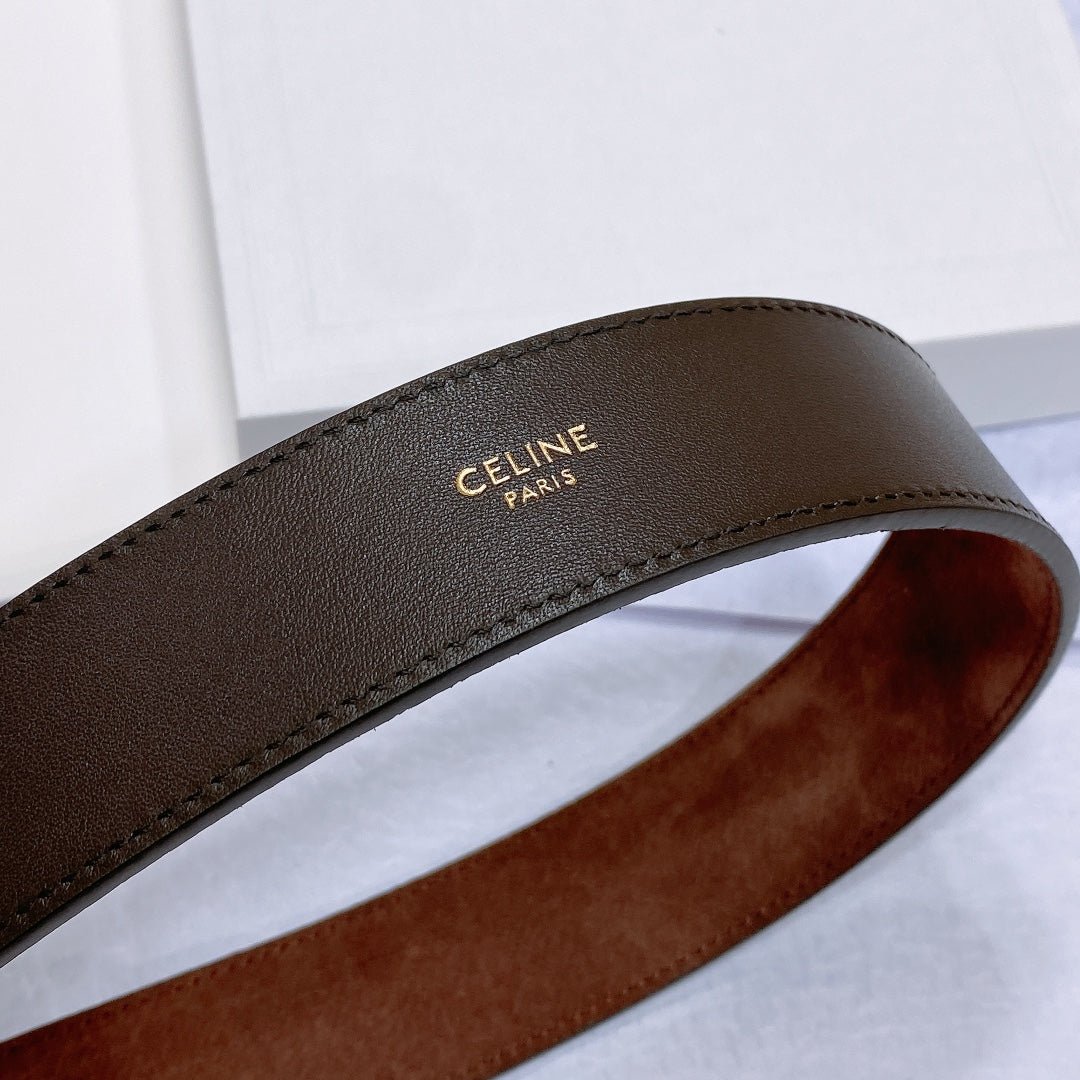 CELINE Brown Suede Silver Belt - Image 6