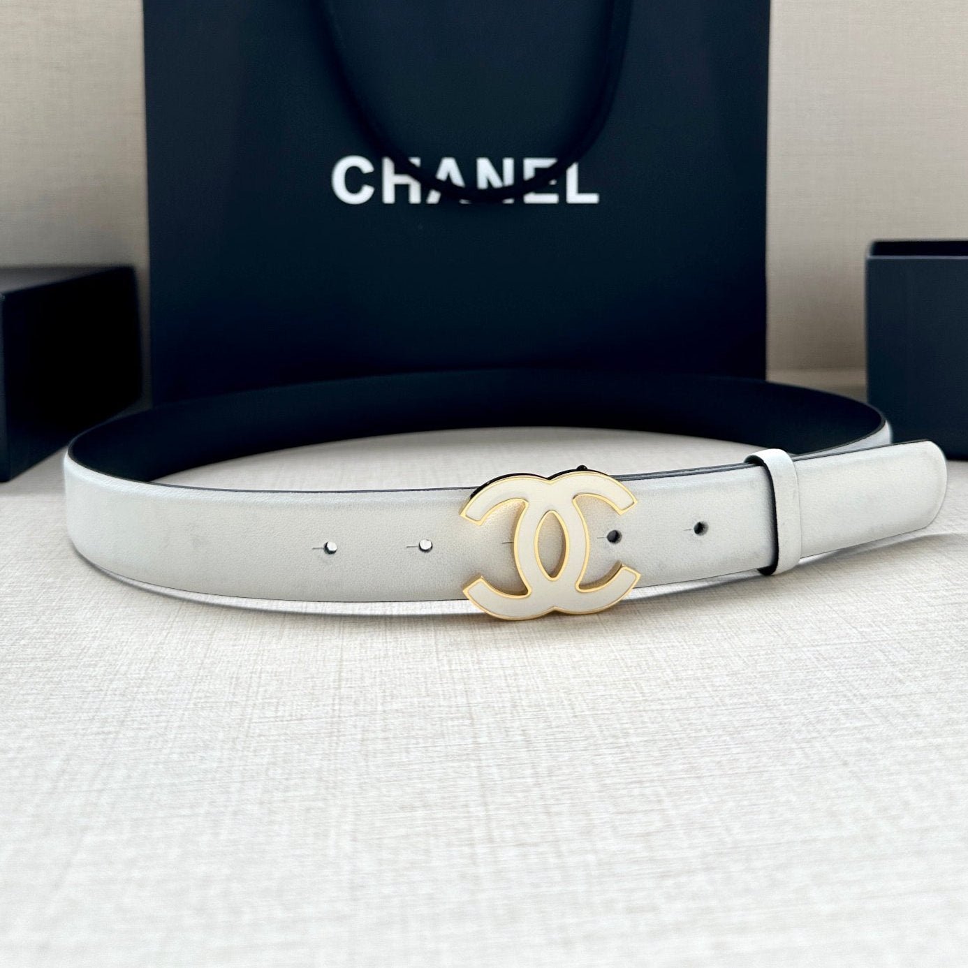 Chanel White Cream Gold Belt