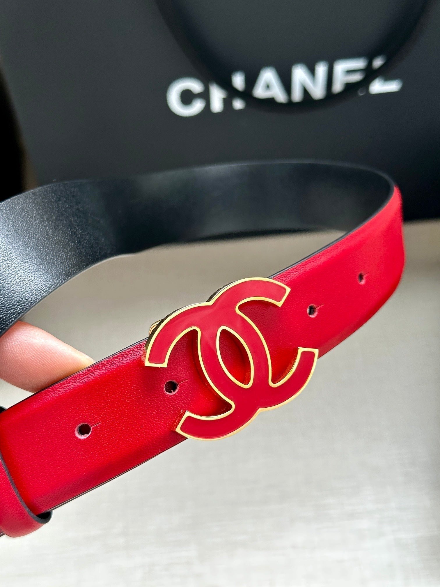 Alternative view of Chanel Red Enamel Logo Belt