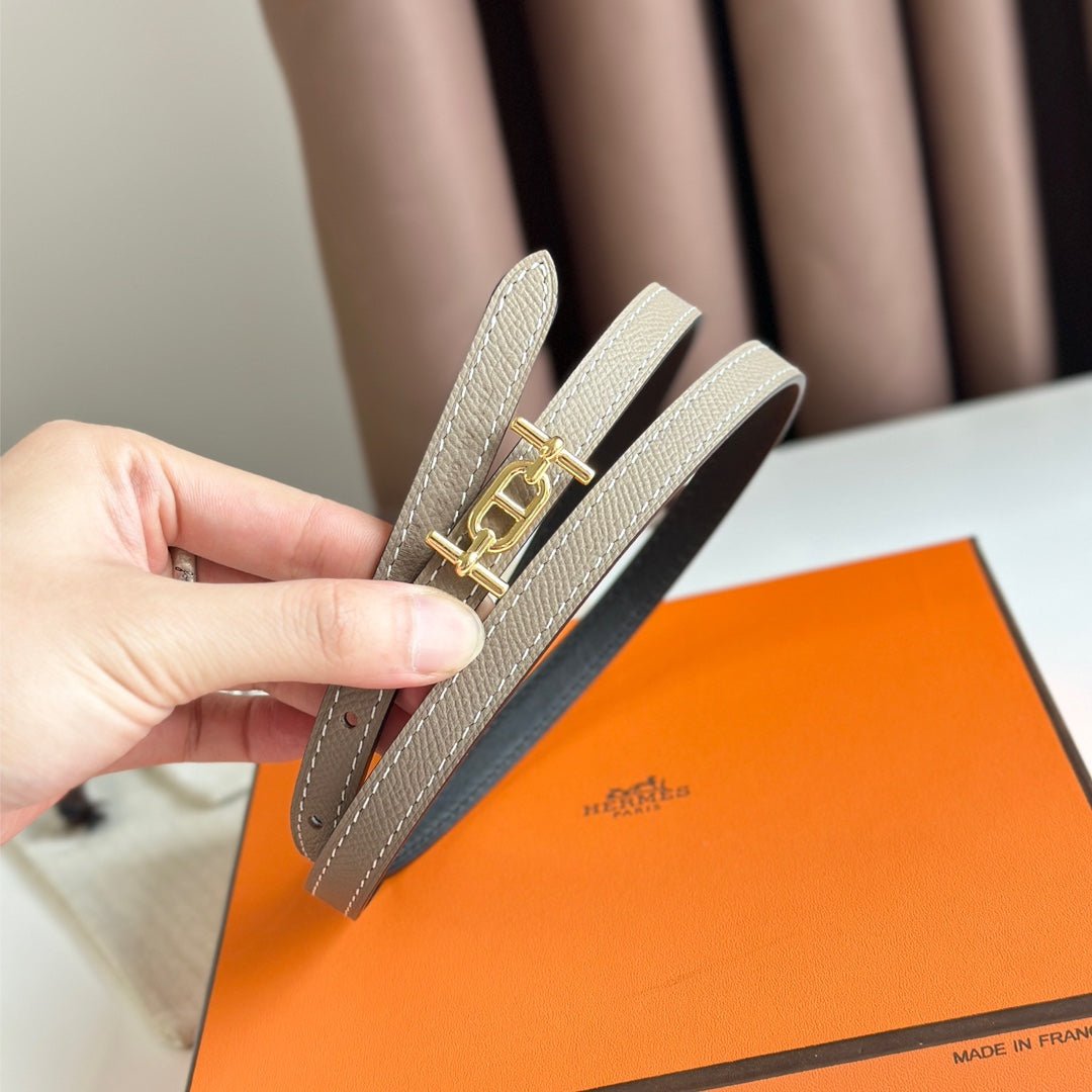 HERMES Black Gold Thin Belt - Image 5