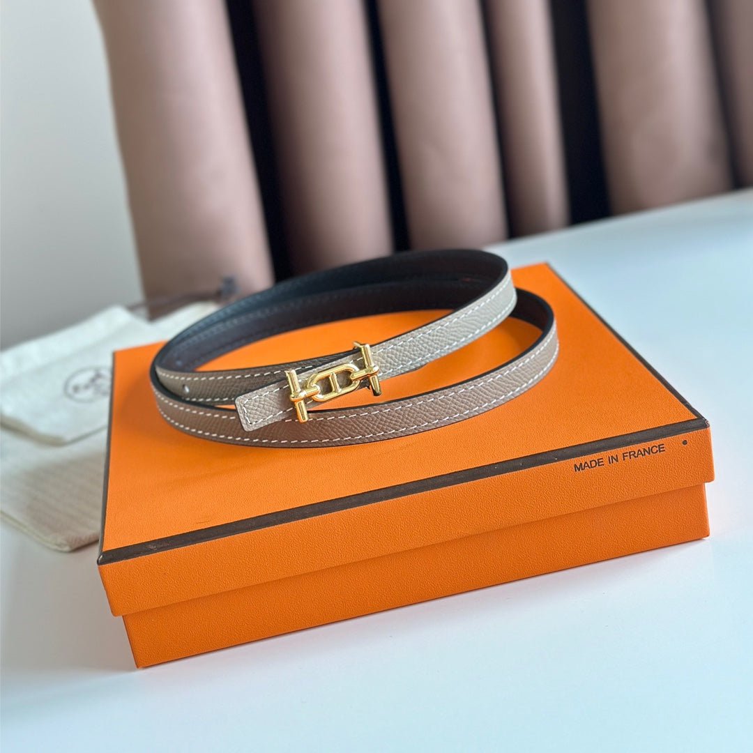 HERMES Black Gold Thin Belt - Image 4