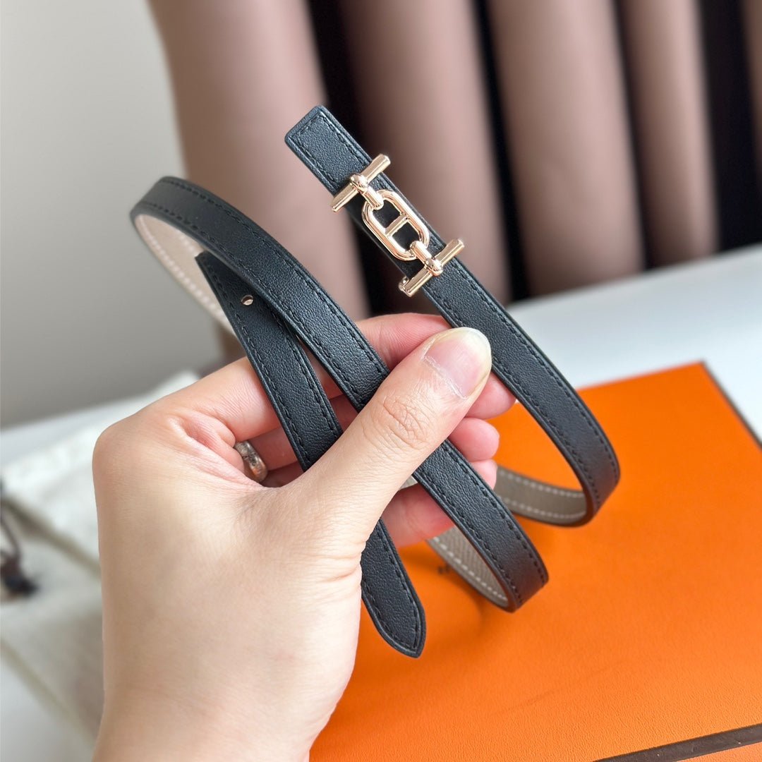 HERMES Black Rose Thin Belt - Image 4