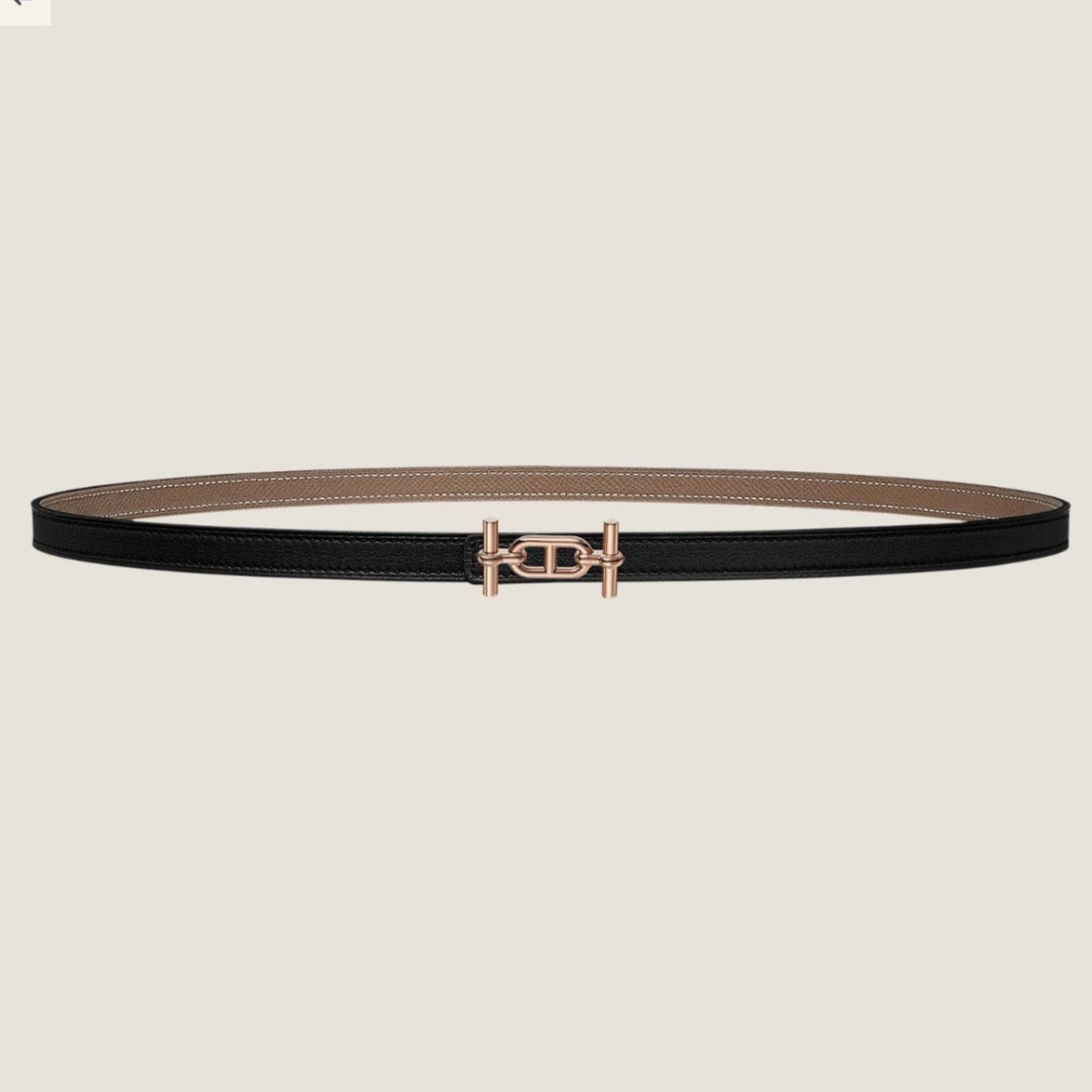 HM ANCRE BUCKLE & REVERSIBLE BLACK AND KHAKI BROWN LEATHER STRAP 13MM COPPER HARDWARE