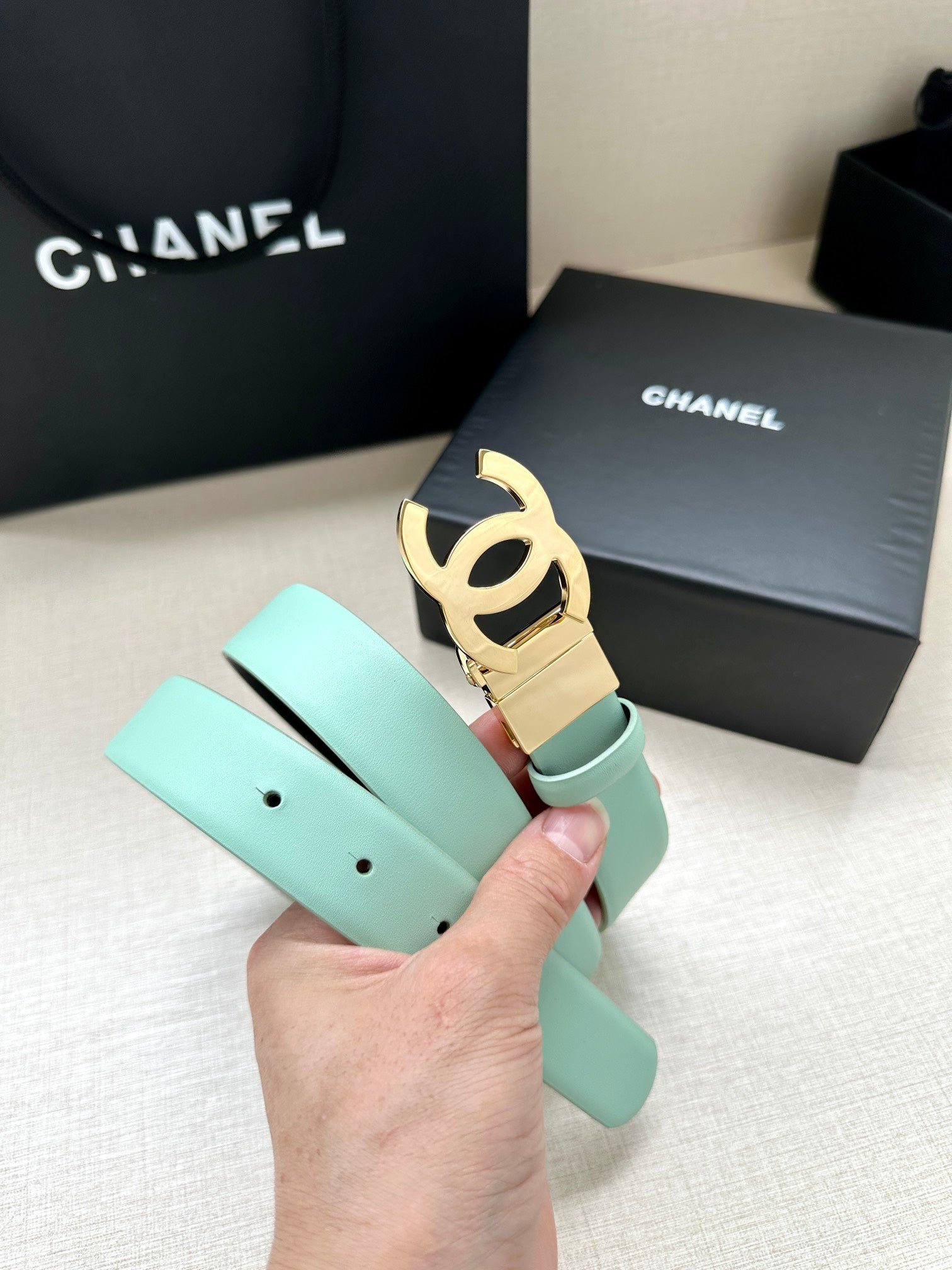 Alternative view of Chanel Mint Gold CC Waist Belt