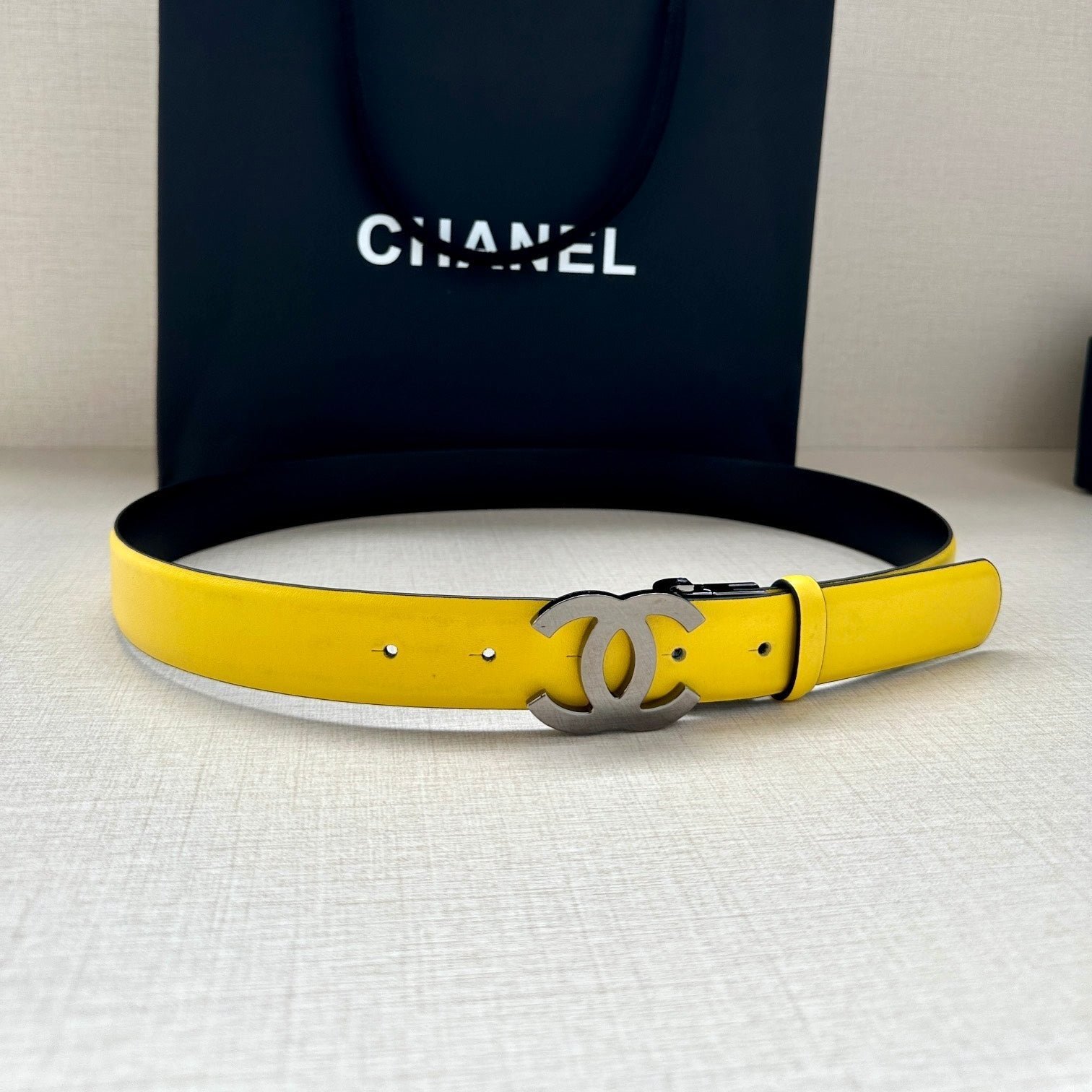 Chanel Lemon Yellow Silver Belt
