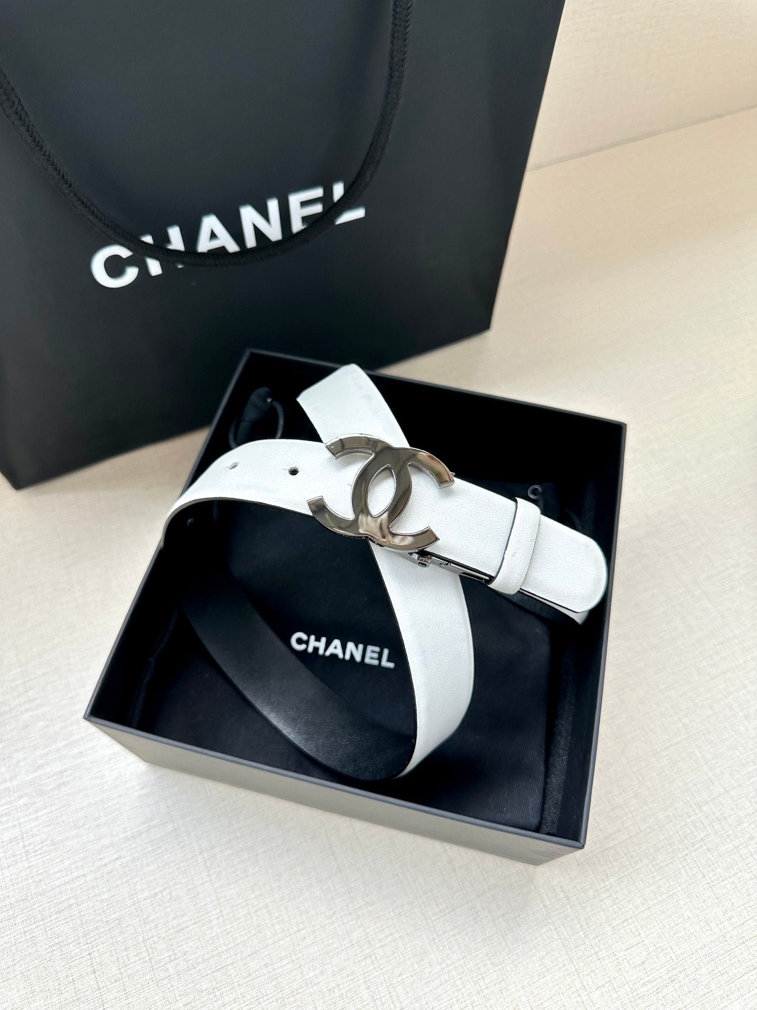 Alternative view of Chanel White Gunmetal Belt