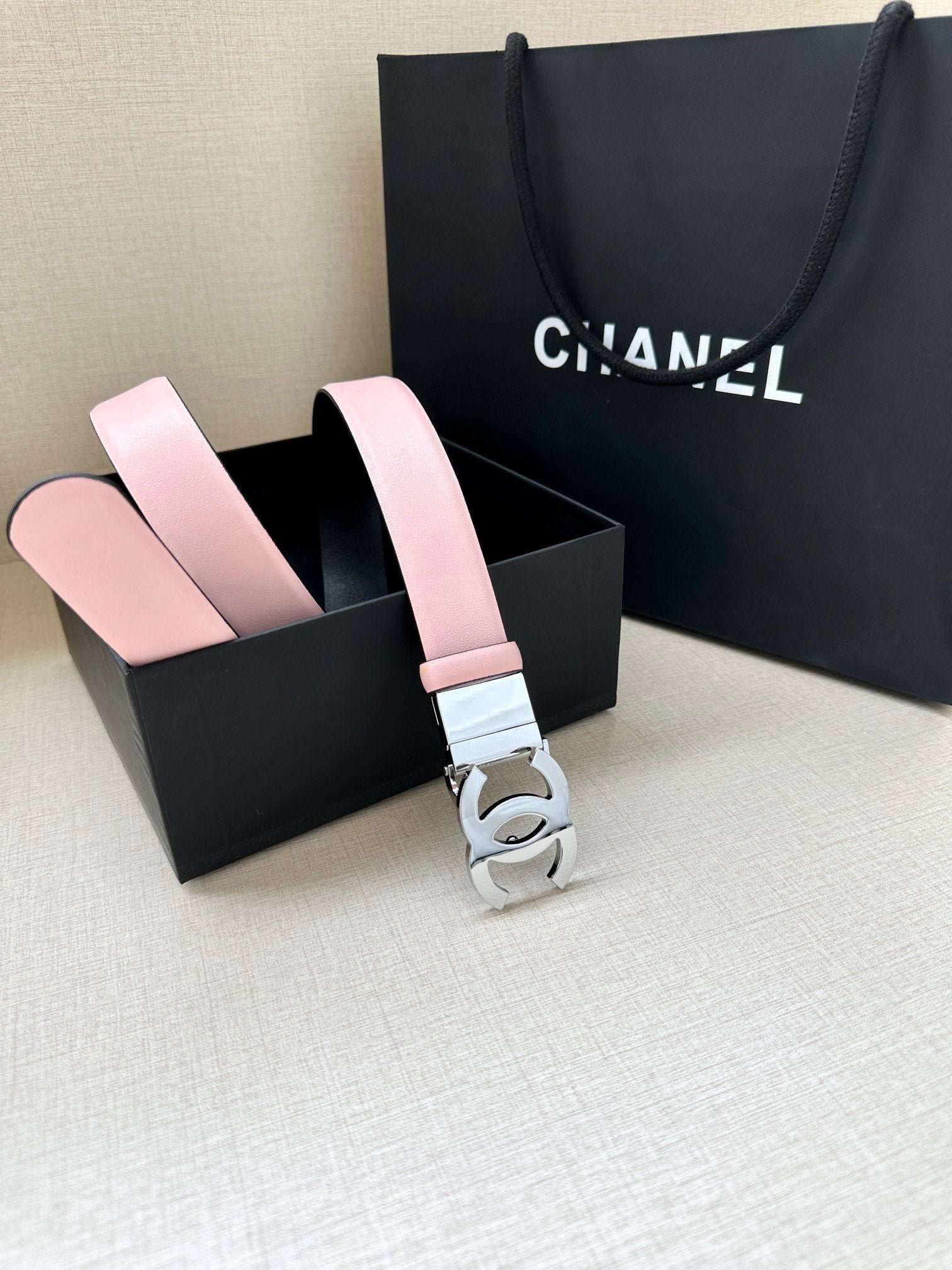 Chanel Pale Pink Silver Belt - Image 4